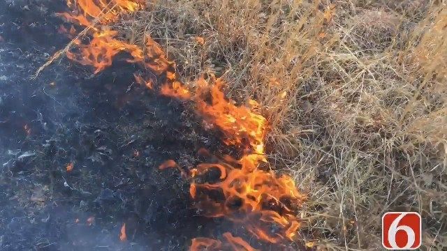 Bristow Firefighters Battle Grass Fire