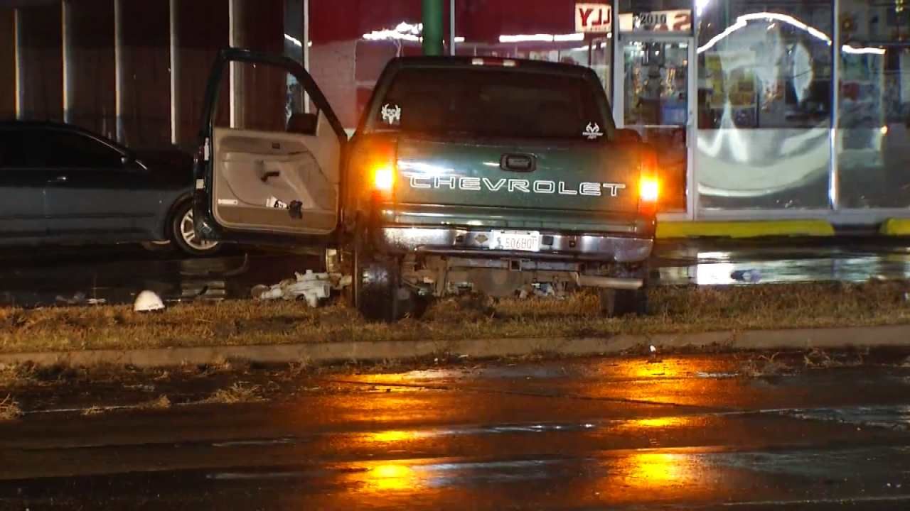 Crash Knocks Down Tulsa Power Pole, Damages Gas Meter