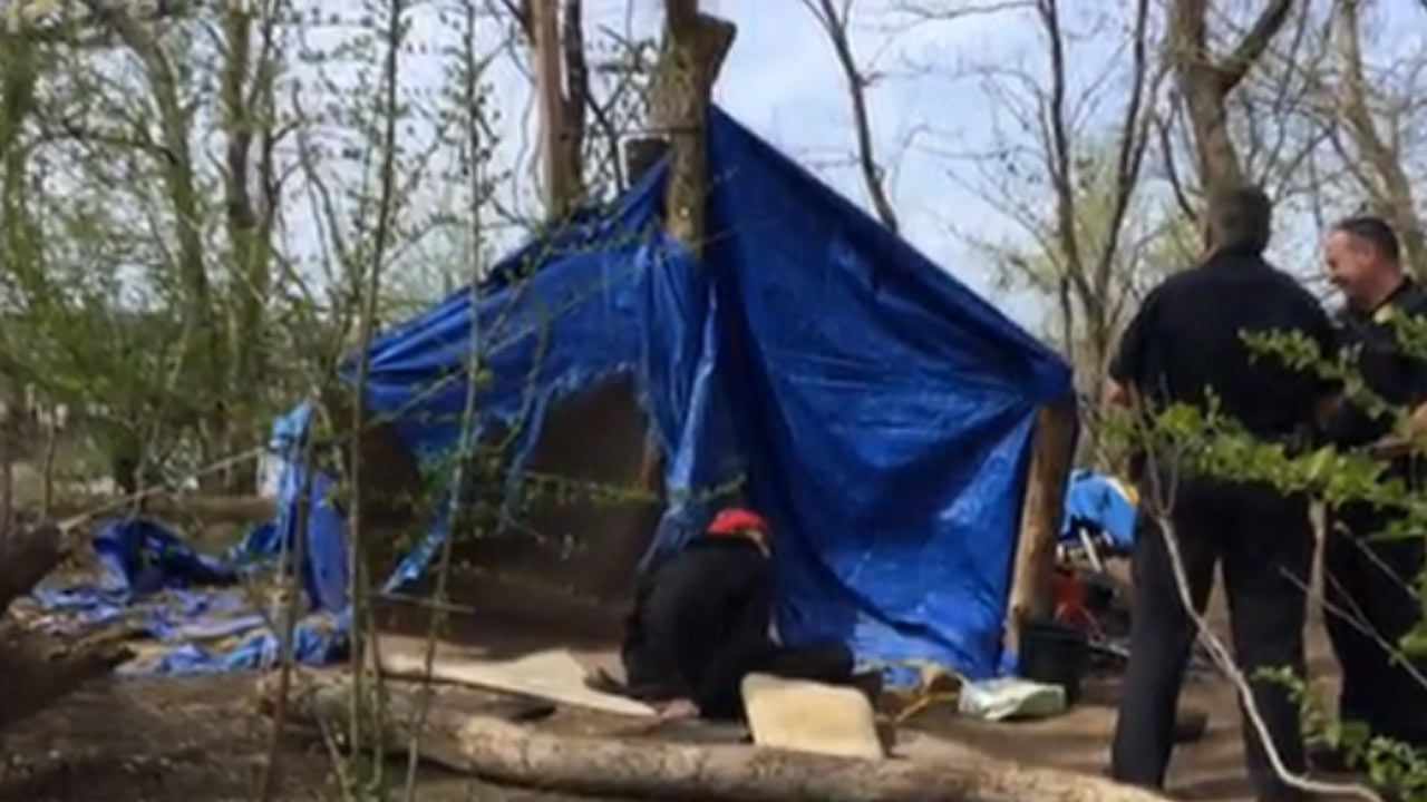 Police Officers Clear Out South Tulsa Homeless Camp