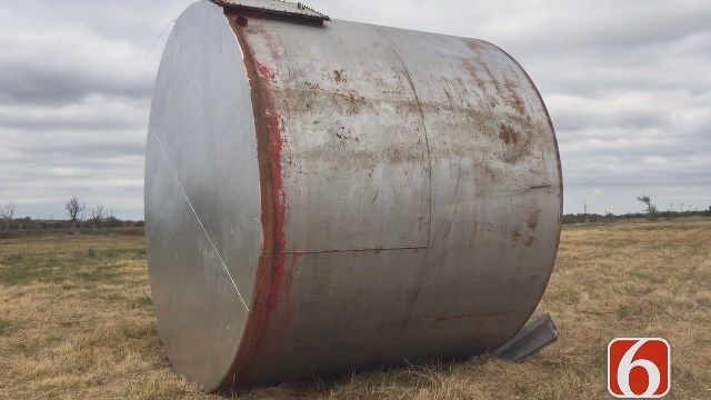 Storm Tosses Tank Battery Near Drumright