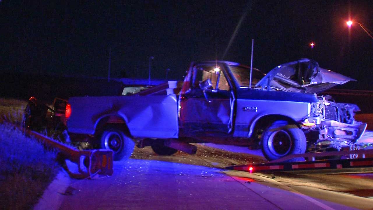 Sleepy Driver Crashes On I-244 In Tulsa