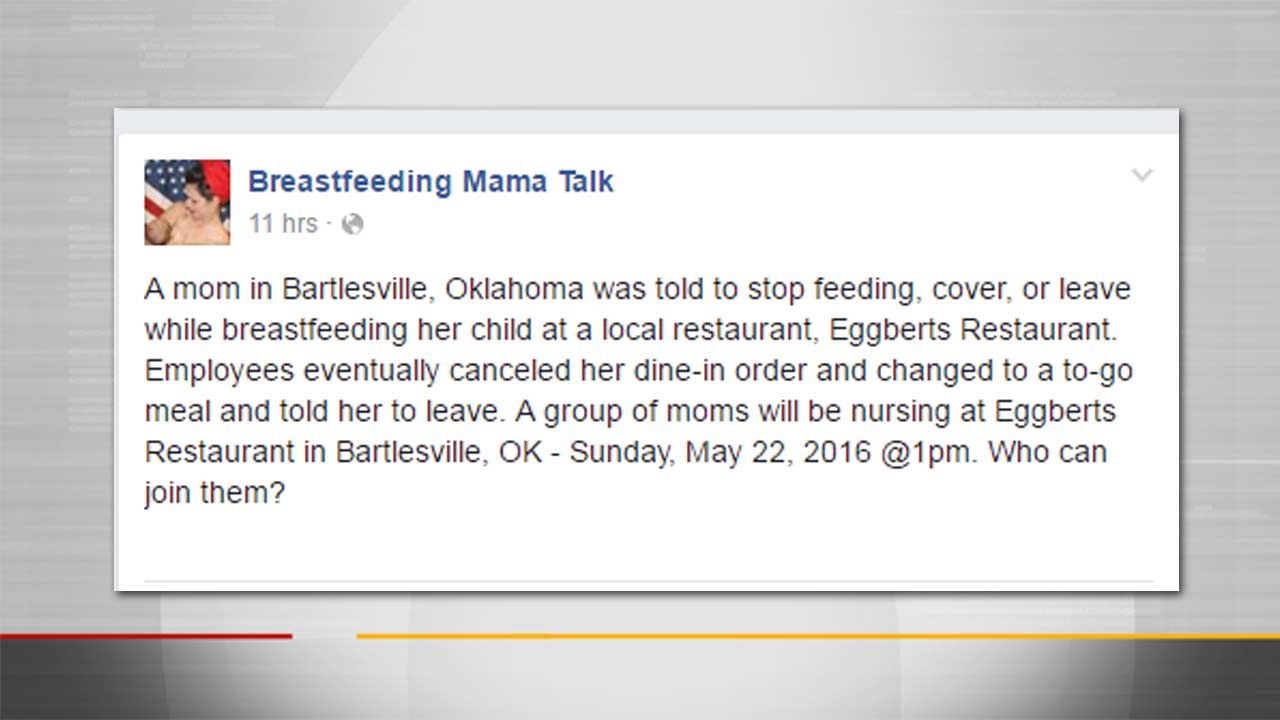 Breastfeeding Bartlesville Mom Says She Was Asked To Leave Restaurant