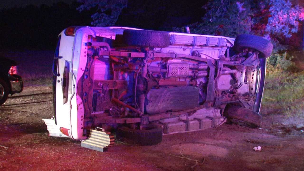 Police: Driver Arrested, Passenger Injured In Tulsa Rollover Crash