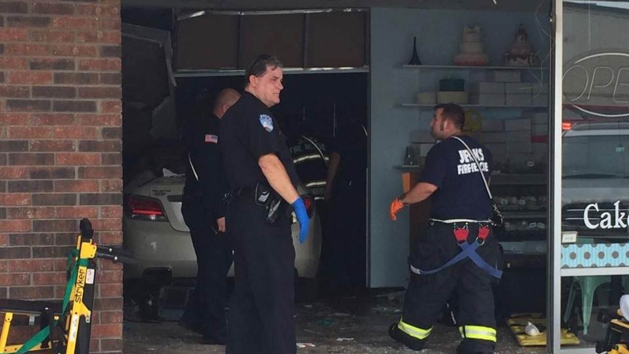 Three Seriously Hurt When Car Crashes Into Jenks Cookie Shop