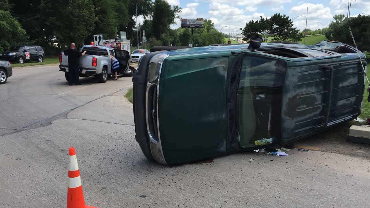 Police: No Serious Injuries, Driver Cited, In Tulsa Rollover Wreck