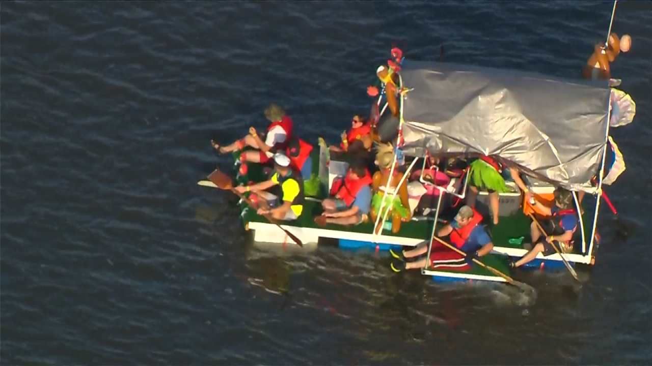 Tulsa's Great Raft Race Underway On Arkansas River