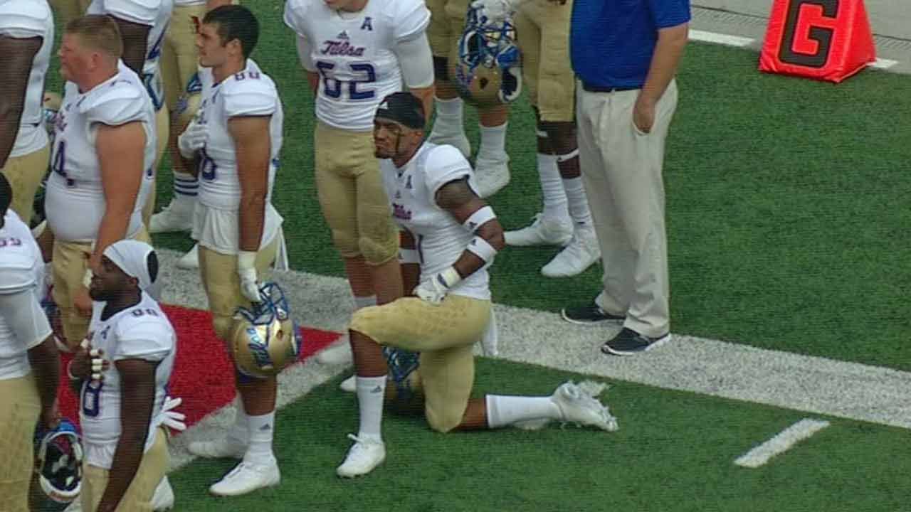 TU Cornerback Kneels During National Anthem