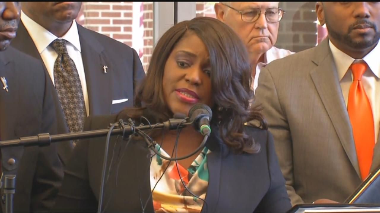 Crutcher Family Representatives Speak To Media At Tulsa Courthouse Plaza