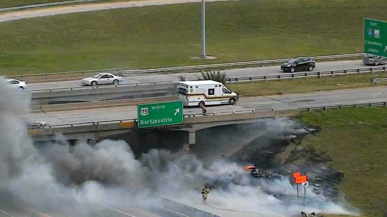 Truck Fire Closes Tulsa I-44 At Highway 75