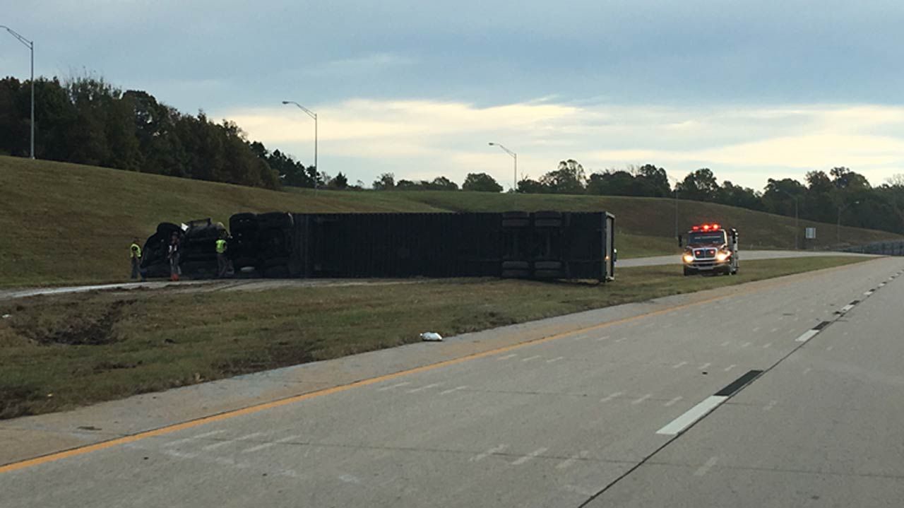 Soft Drink Truck Crash Stops Traffic On Cherokee Turnpike