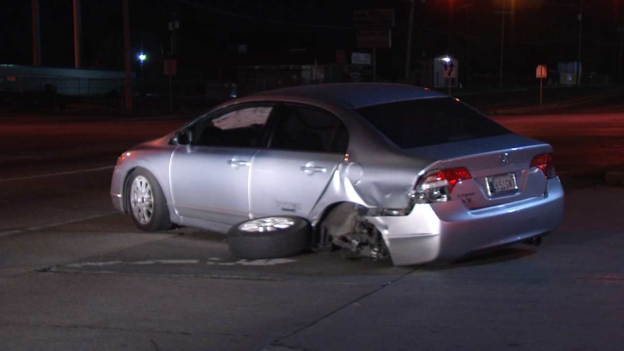 Wheel Torn Off In Tulsa Red Light Crash