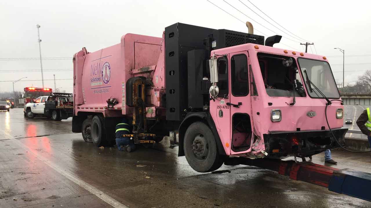 Trash Truck Crashes On Tulsa Highway
