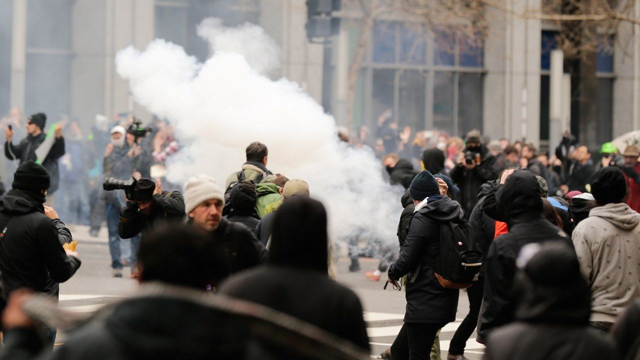 Confrontation Near Inaugural Parade Route Escalates, Pepper Spray Used