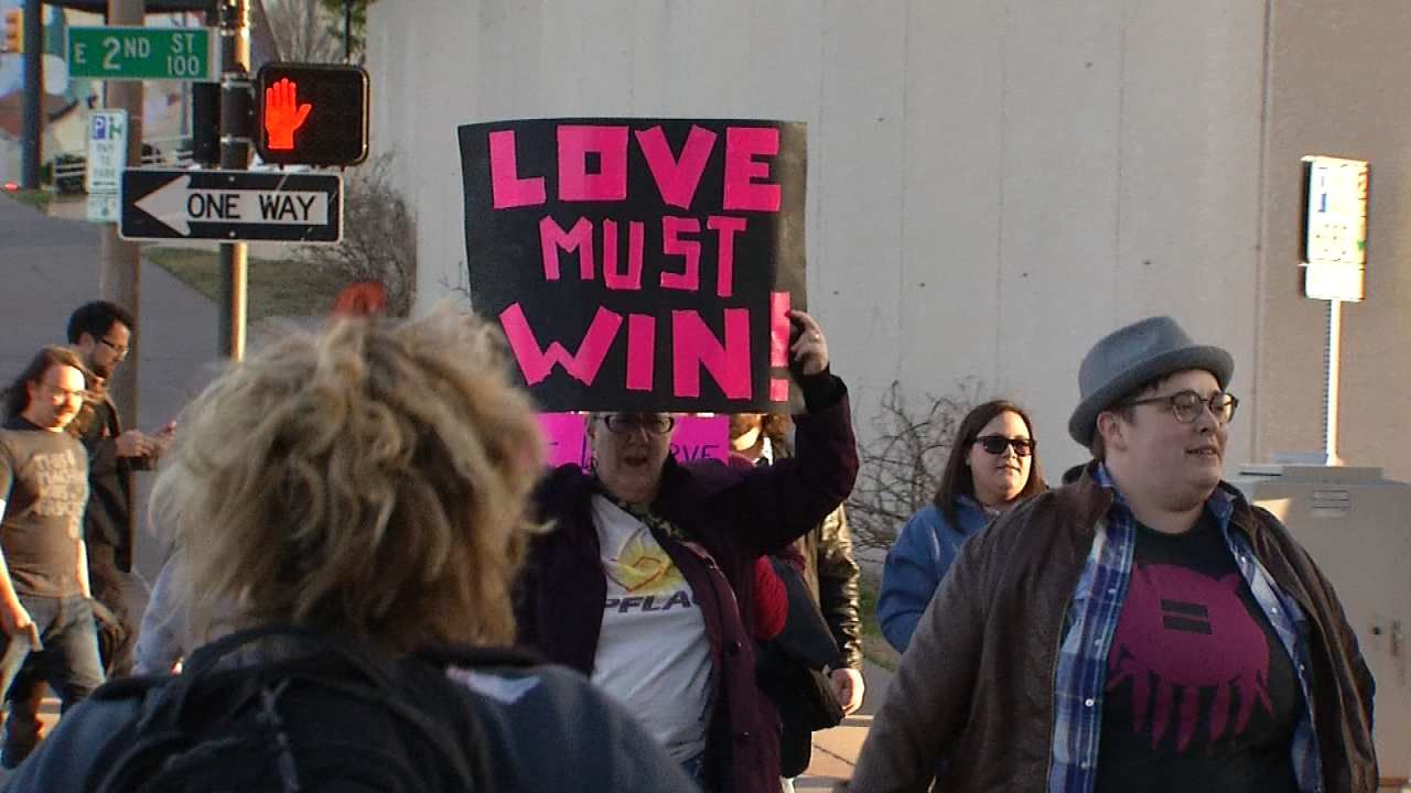 March To Tulsa City Hall Held After Vandalism At Equality Center