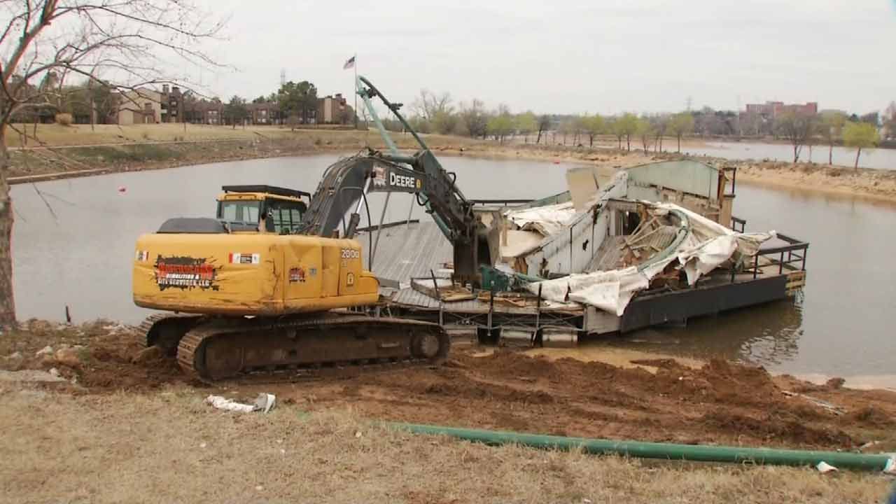River Parks Demolishes Floating Stage Previously Auctioned Off