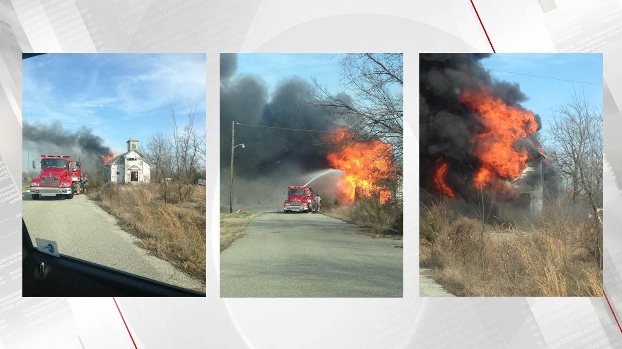 Fire Destroys Abandoned Church In Picher Fire Destroys Abandoned Church In Picher