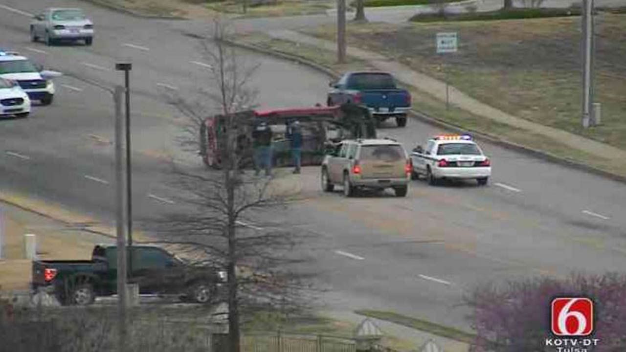 Rollover Wreck Blocks Part Of Tulsa Street