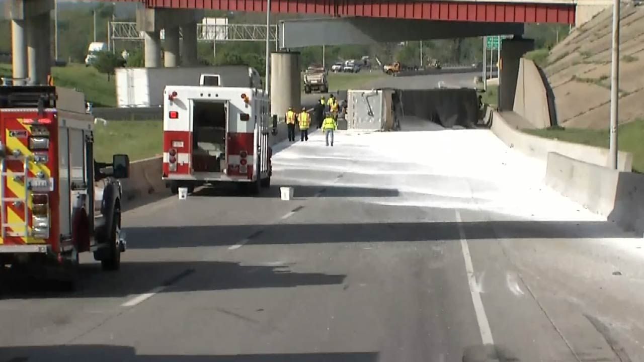 Semi Dumps Fertilizer At NW Corner Of IDL In Tulsa