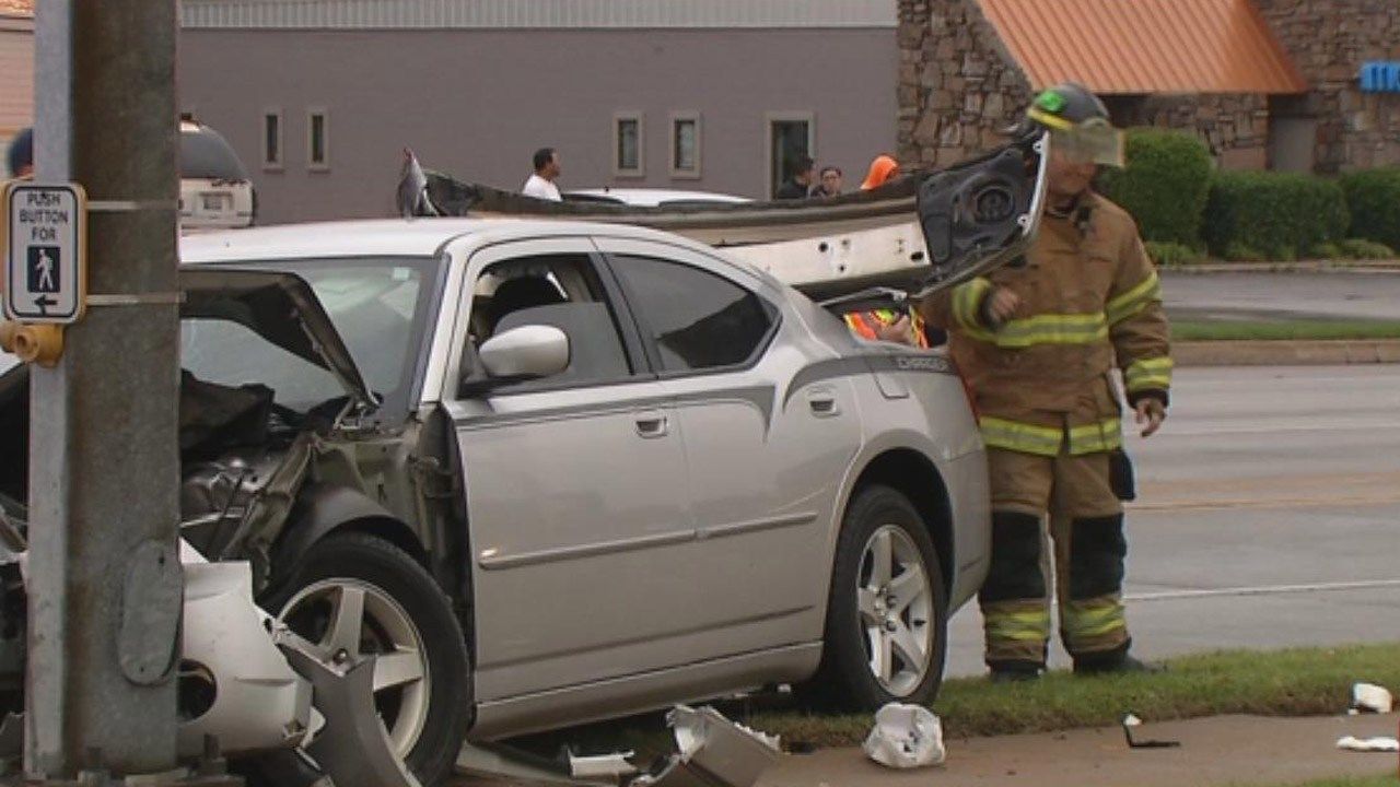 One Hospitalized After 2-Car Crash