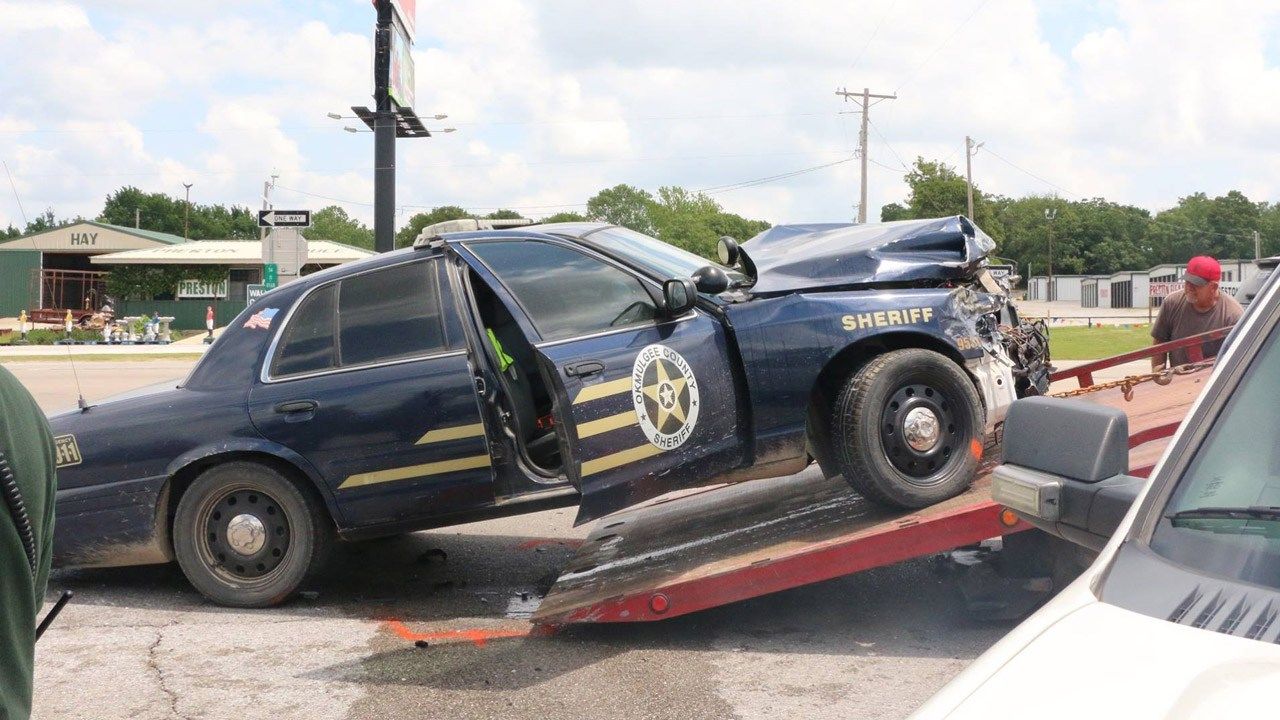 Okmulgee County Sheriff's Deputy Vehicle, Pickup Collide On Highway