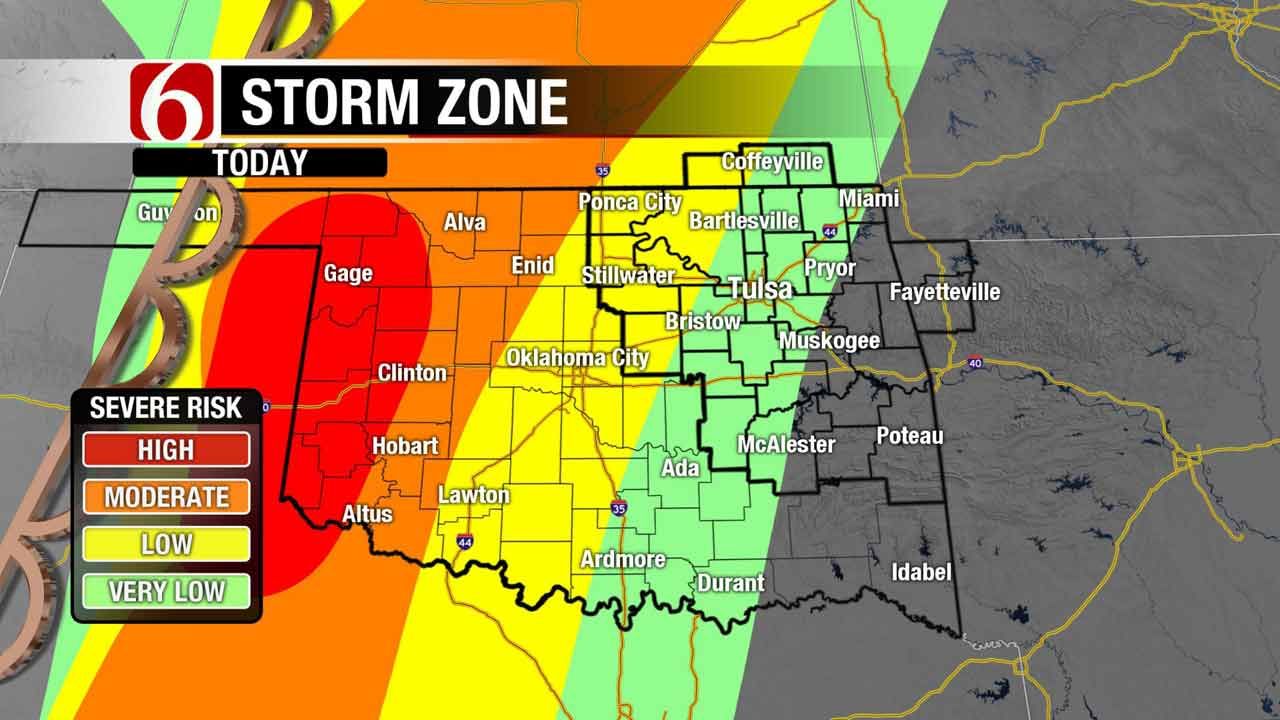 Strong Winds Pushing Storm System Into Eastern Oklahoma