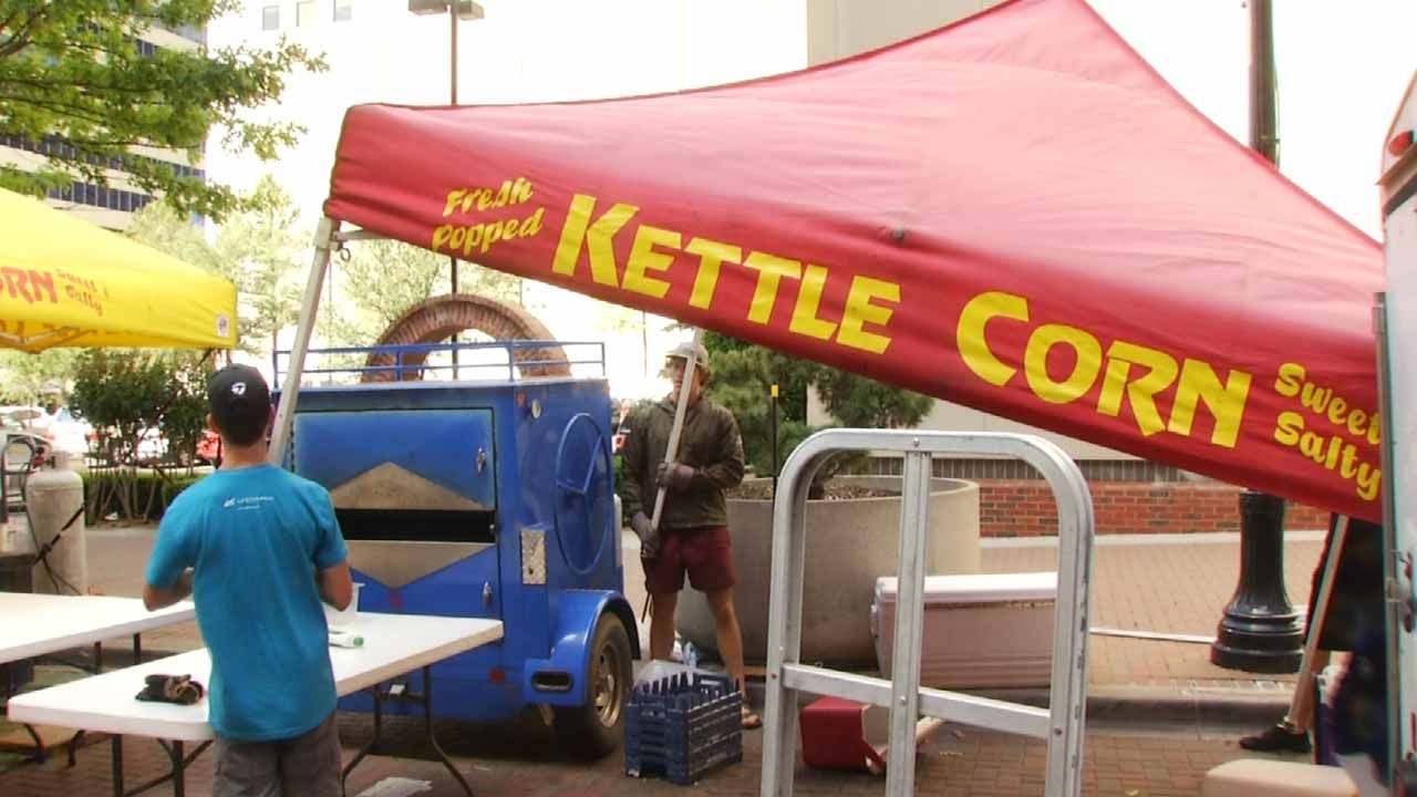 Vendors Setting Up For Tulsa Mayfest, Rain Or Shine