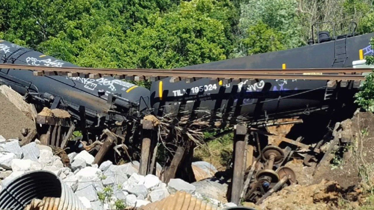 Flooding Washes Out Pittsburg County Railway Bridge