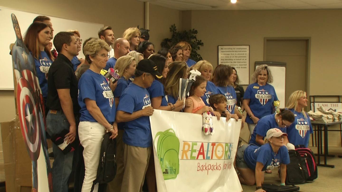 Tulsa Realtors Give Backpacks Filled With Clothes, Shoes To Kids In Need