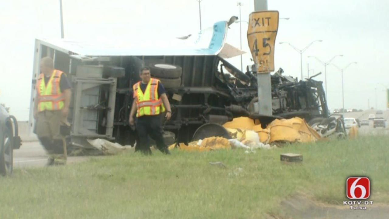 Sleepy Truck Driver Crashes In Tulsa, OHP Says