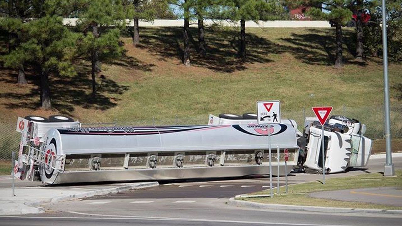 Hundreds of Gallons Of Fuel Leaked In Jenks Tanker Truck Rollover