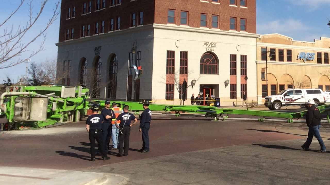 Crane Tips Over In Downtown Bartlesville