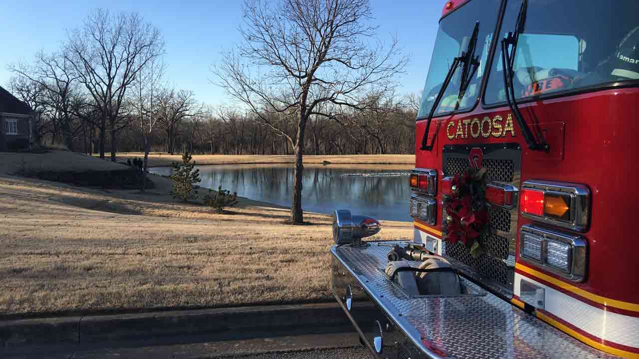 Firefighters Called To Frozen Catoosa Pond For Rescue
