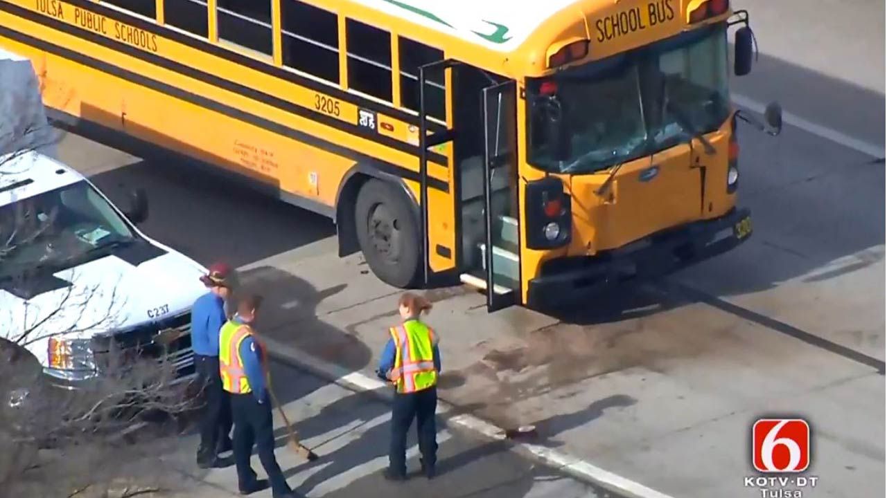 Two Hurt In Crash Involving Tulsa School Bus