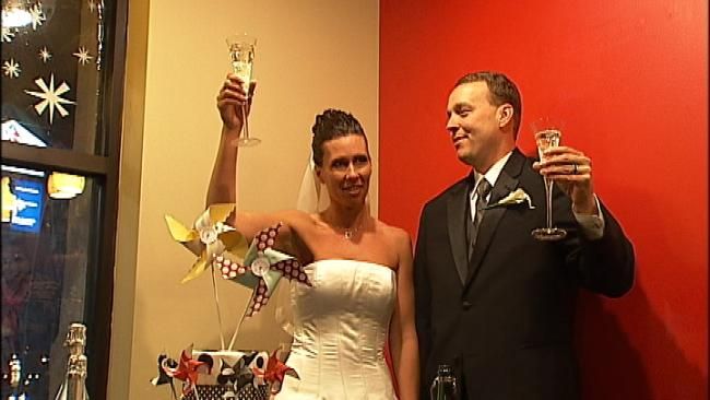 Starbucks cups in hand, friends and family toasted the happy couple, and wished their love to remain as strong as the beverages.