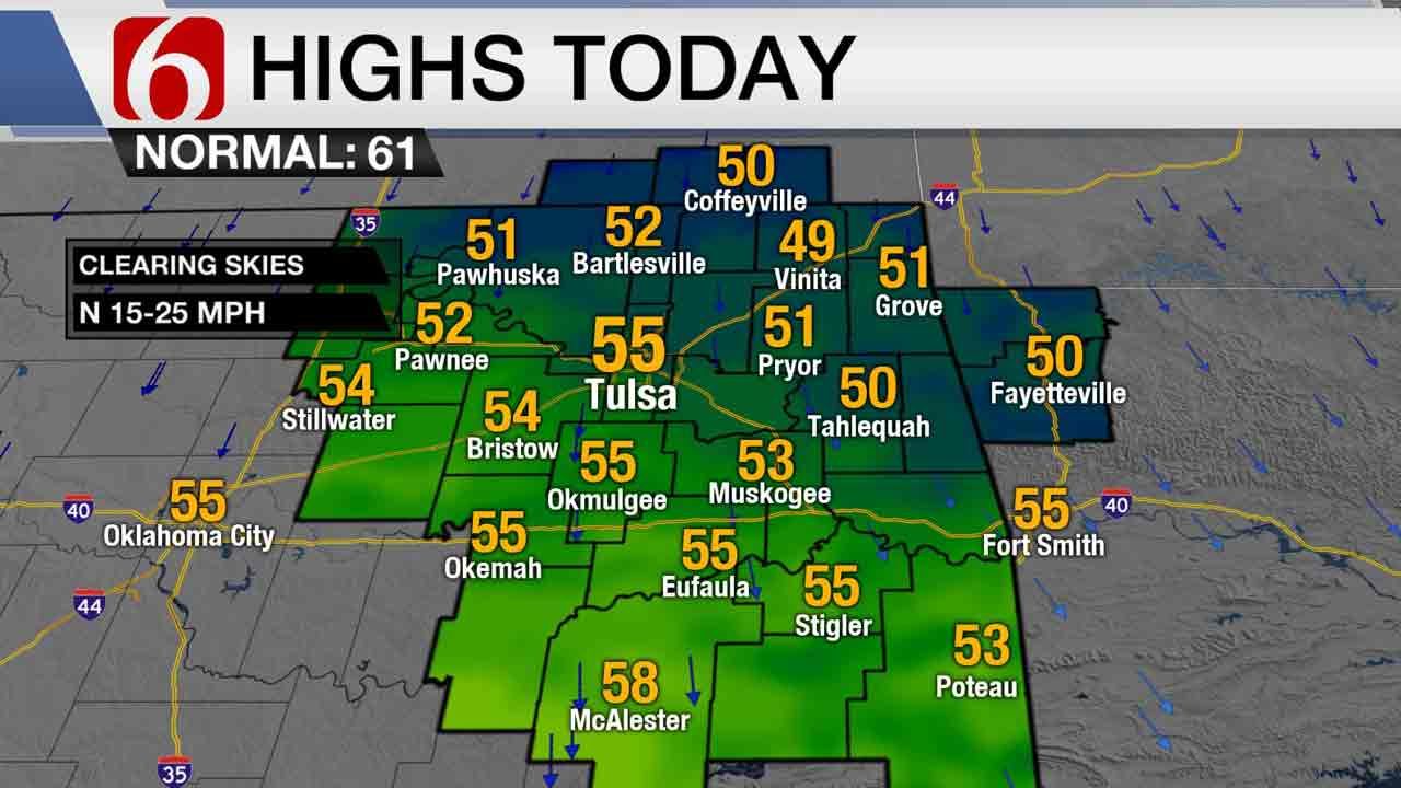 Cold Front Moves In As Severe Weather Heads Out Of Green Country