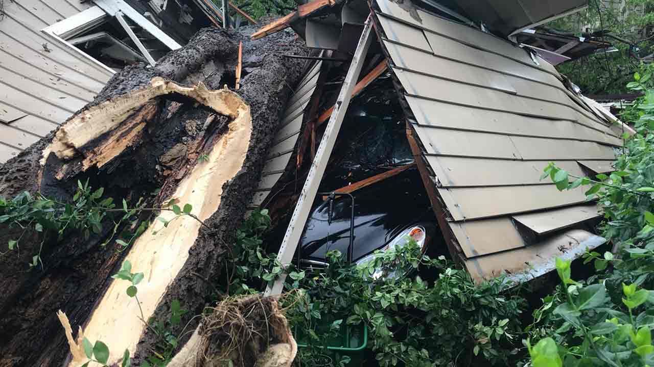 Tree Crashes Into Tulsa Garage Apartment