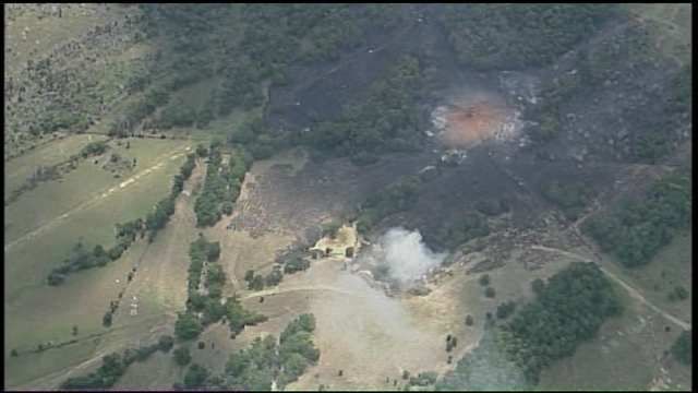 Tuesday in Kiowa, it looked like a small bomb went off in a field. Trees were fried and even a small barn caught fire.