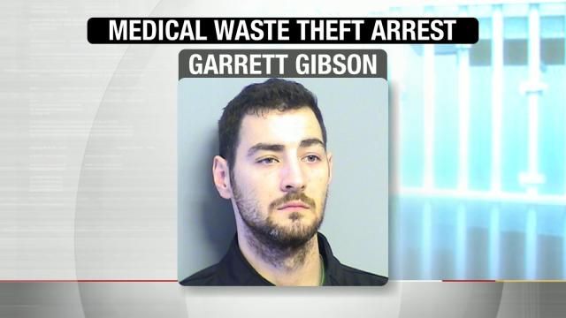 Tulsa Police arrested Garrett Gibson for stealing used medical supplies from Tulsa's Saint John Medical Center.