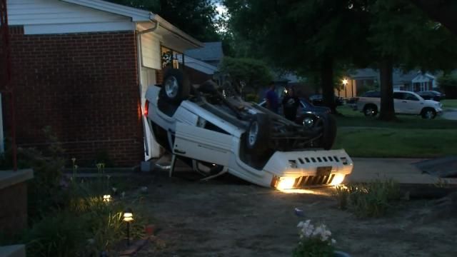 Stolen Jeep Wrecked At Tulsa House