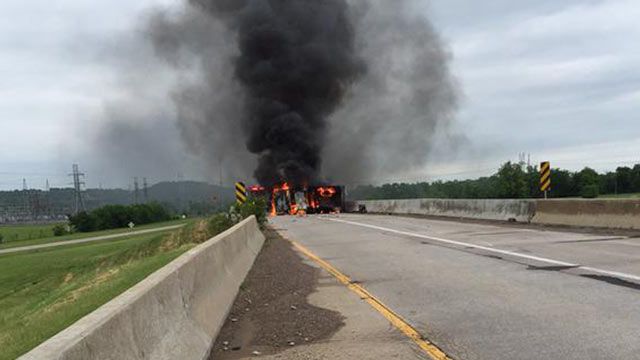 Fiery Wreck Closes Highway Ramp In Catoosa