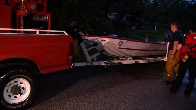 Sapulpa Firefighters Use Boats To Rescue Flood Victims