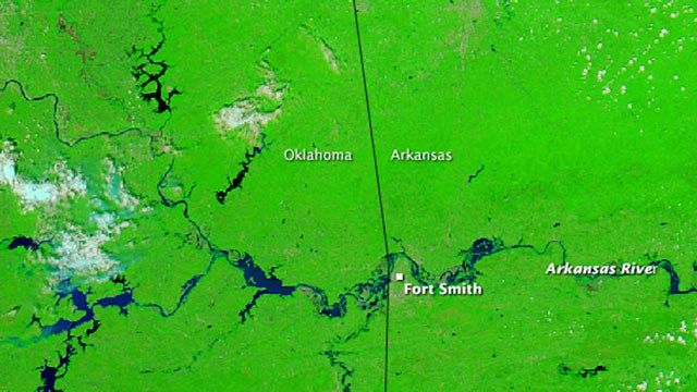 NASA Images Show Arkansas River Flooding