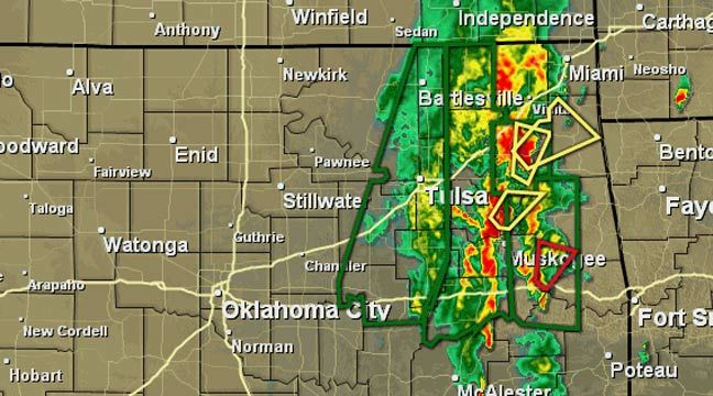 Line Of Severe Storms, Torrential Rainfall Moving Through Eastern Oklahoma