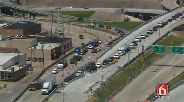Downed Power Line Backs Up Traffic On I-244 Near Utica