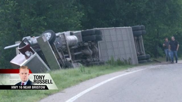 Cattle Truck Overturns On Creek County Highway