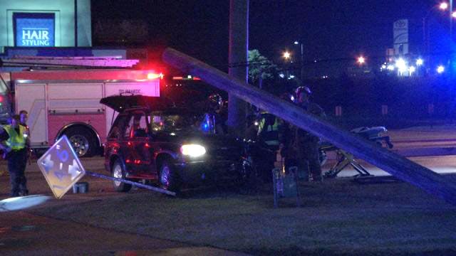 Man Freed From SUV After Crash Into Tulsa Utility Pole