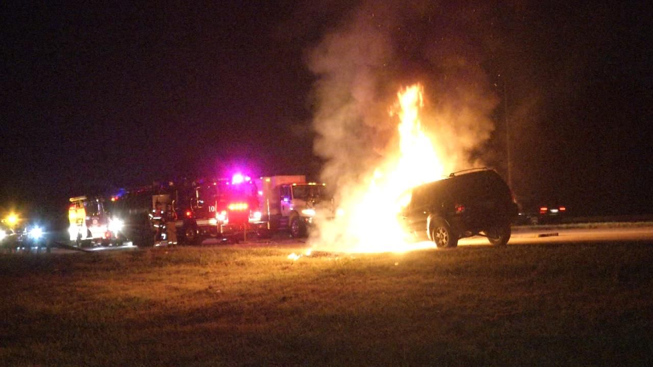 Repo Driver Unhooks Burning SUV In Tulsa