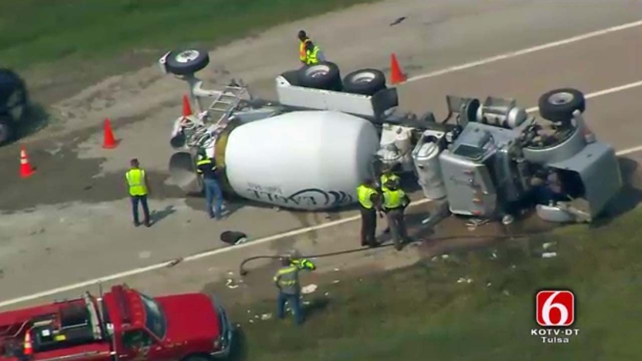 Concrete Truck Rolls Over On Highway 75 In Washington County