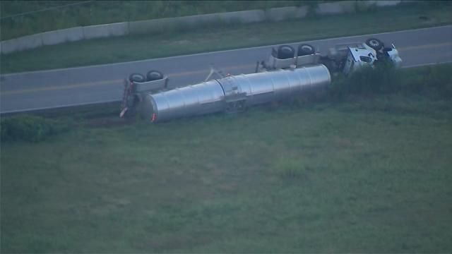 Tanker Truck Crash Closes Road In Jenks