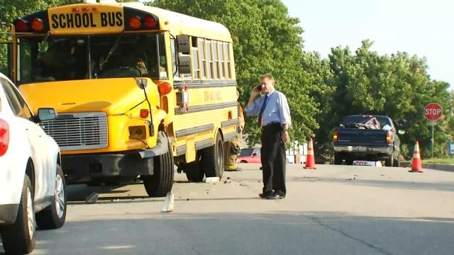 Pickup Plows Into Tulsa School Bus